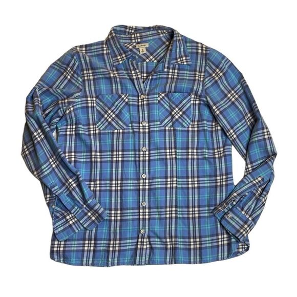 L.L. Bean Tops - LL Bean Blue Plaid Light Weight Womens Button Down Medium